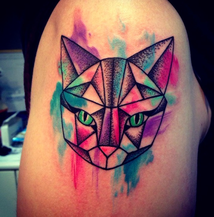 Tattoos de gatos al estilo acuarela