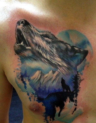Tattoos de lobos aullando