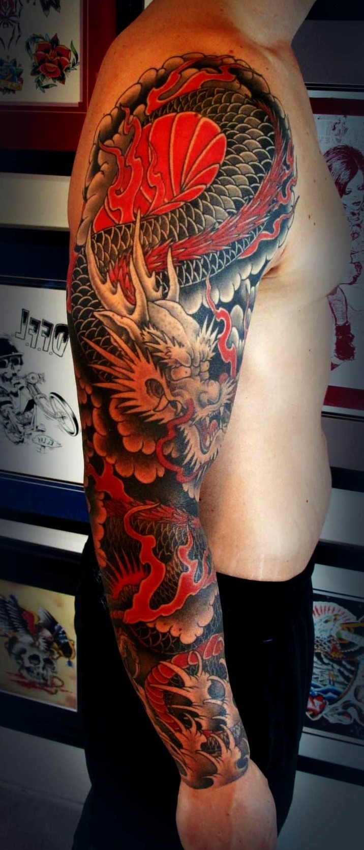 Tatuajes de dragones en el brazo