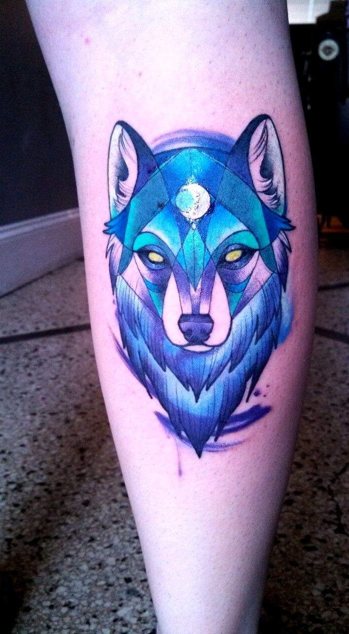 Geometric wolf tattoos