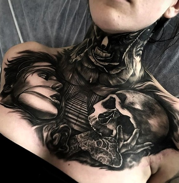 Tatuajes en el pecho para mujeres