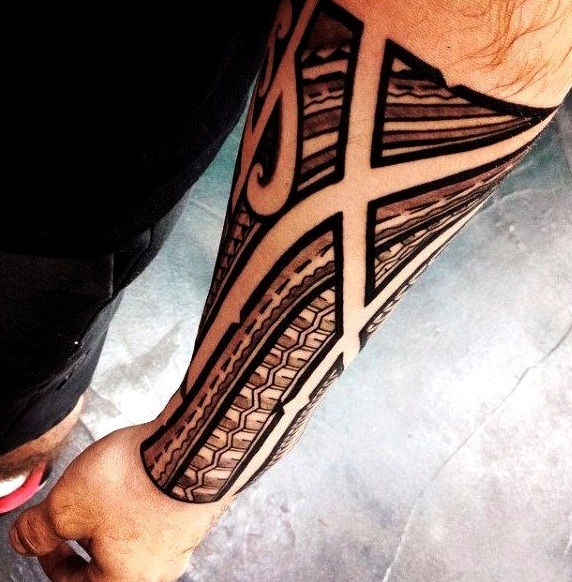 Maori tattoos on the forearm